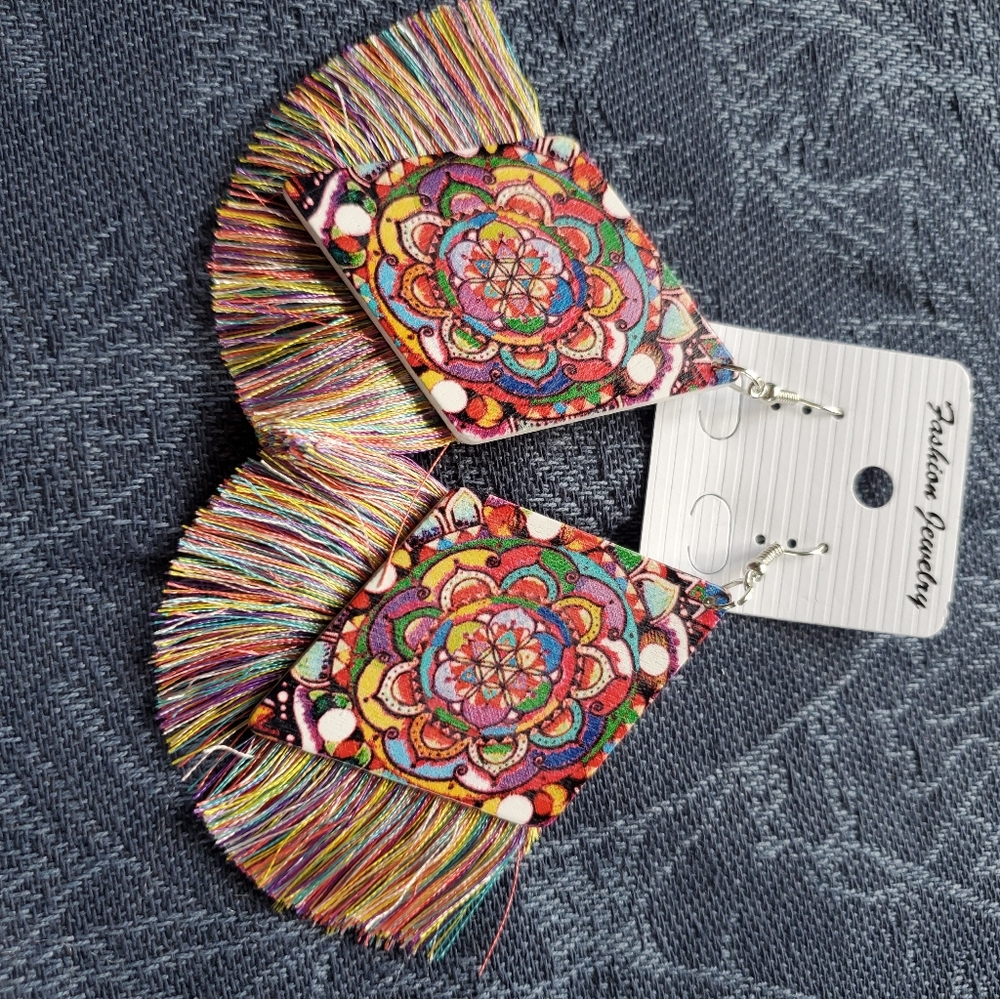 New tassel wood earrings